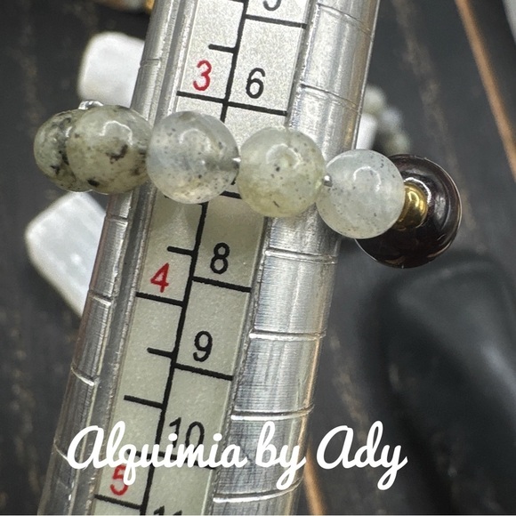 Charms Handmade beaded bohemian ring band labradorite - Picture 2 of 2